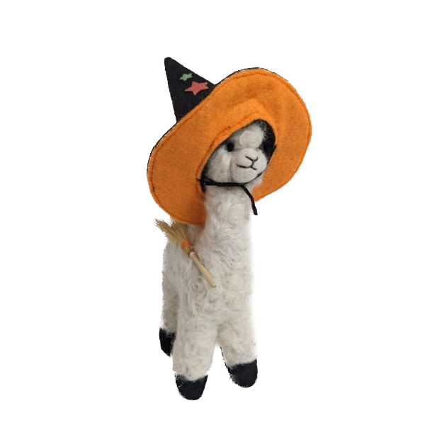 Witchy Alpaca- Artisan Hand-Felted Alpaca Sculpture