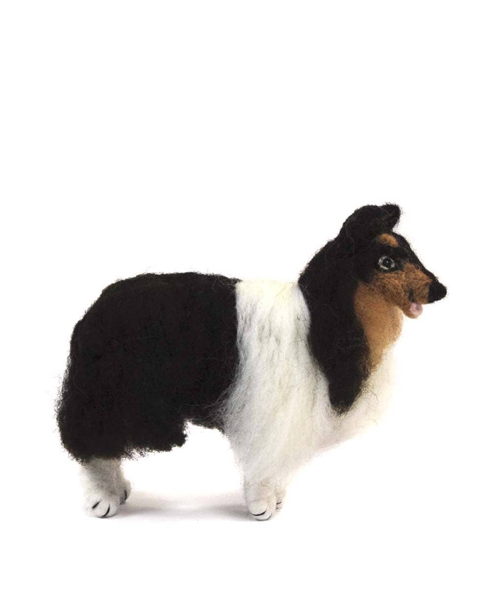 Rough Collie Dog- Artisan Hand-Felted Alpaca Sculpture