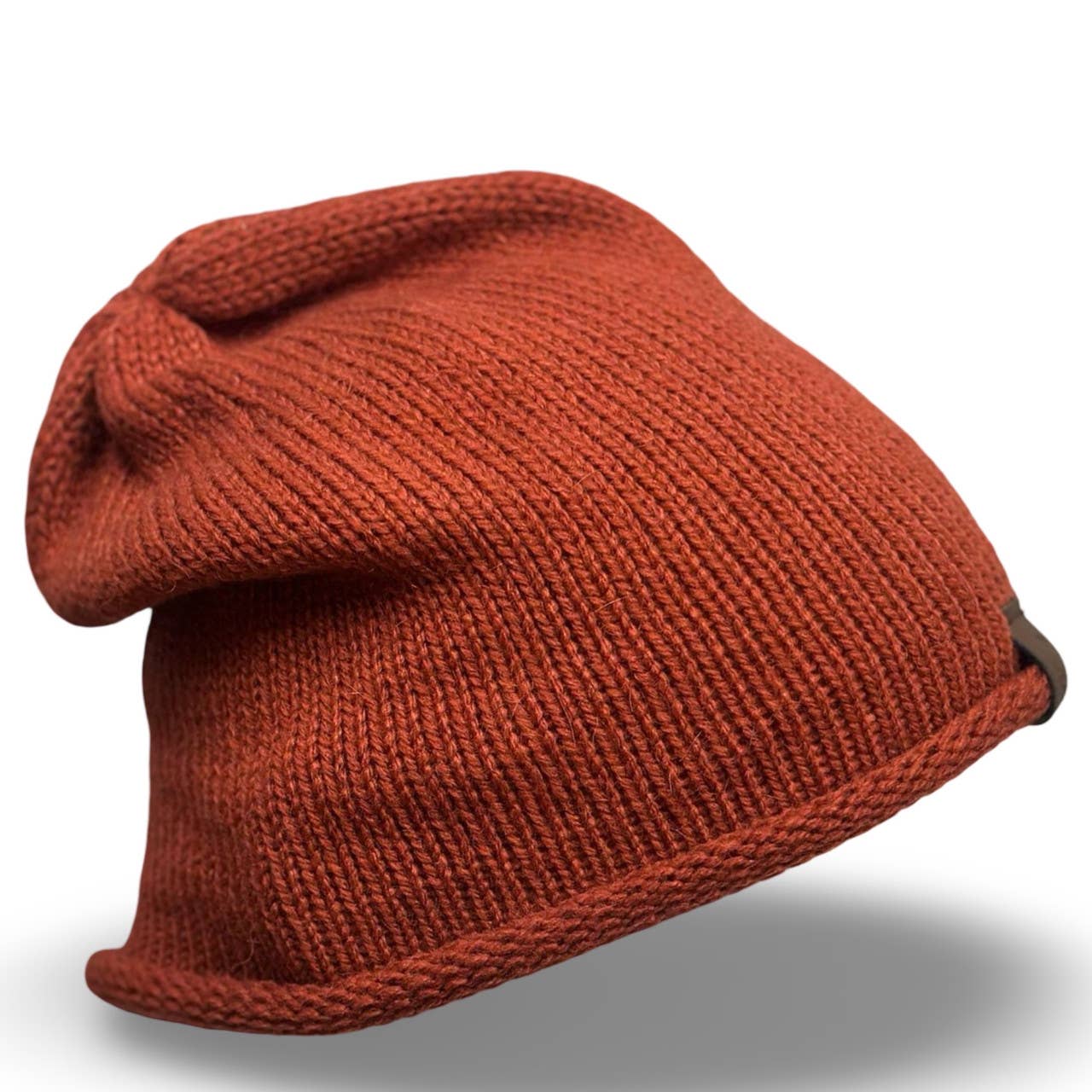 Katty Reversed Knit 100% Alpaca Adult Beanie Solid Earth