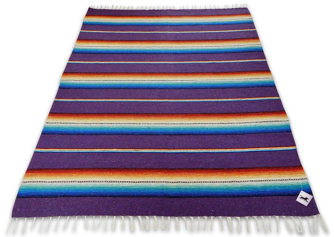Sarape Cotton Heavy Weave 58" x 78" Striped Purple Yoga Roll