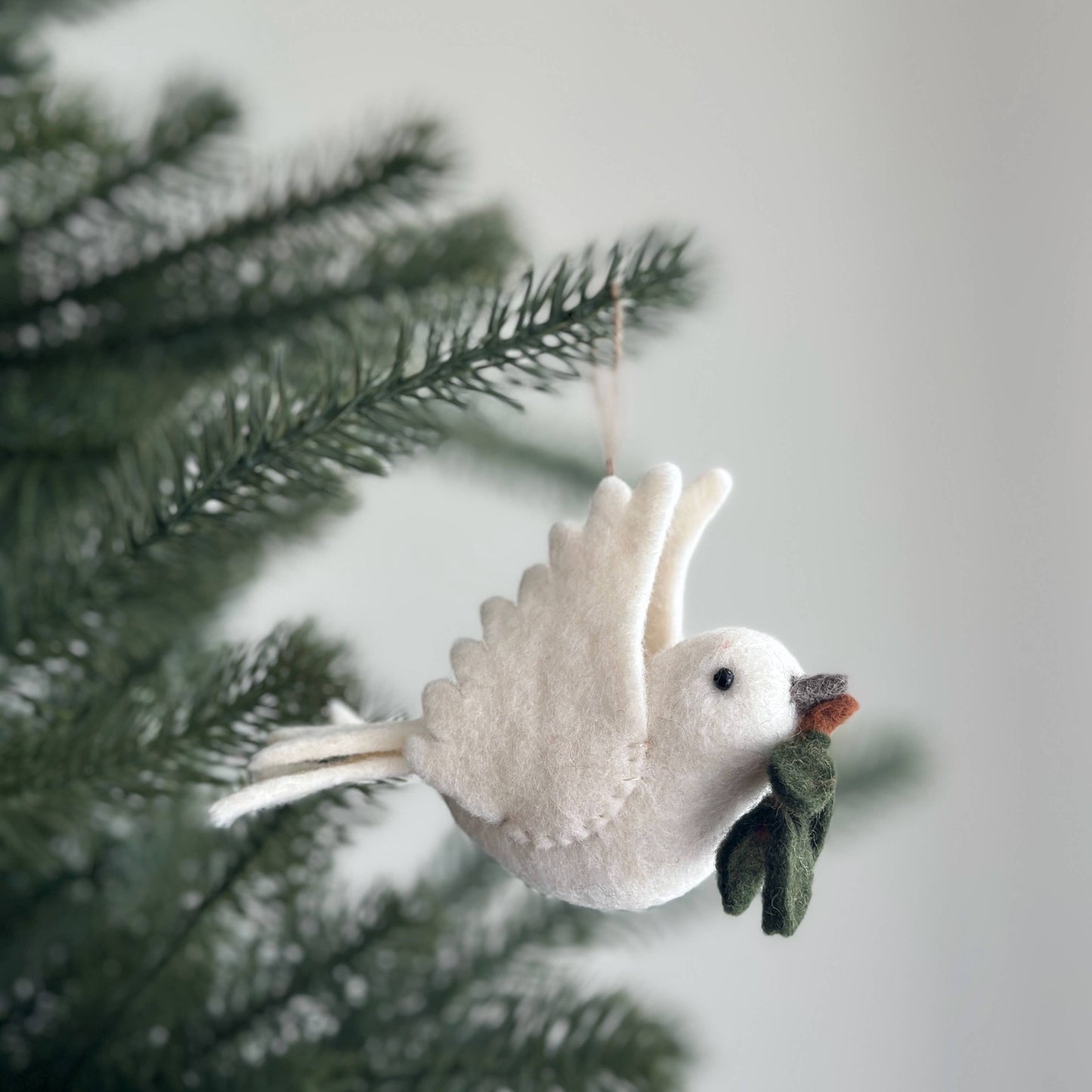 2025 Felt Dove With Olive Twig Ornament