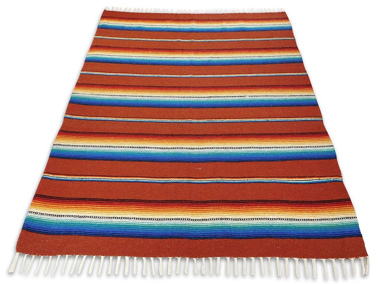 Sarape Cotton Heavy Weave 54" x 76" Striped Rust Yoga Roll