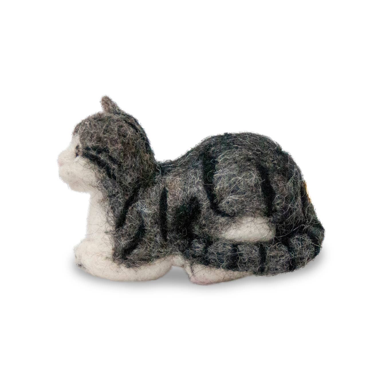 Silver Tabby Cat- Artisan Hand-Felted Alpaca Sculpture
