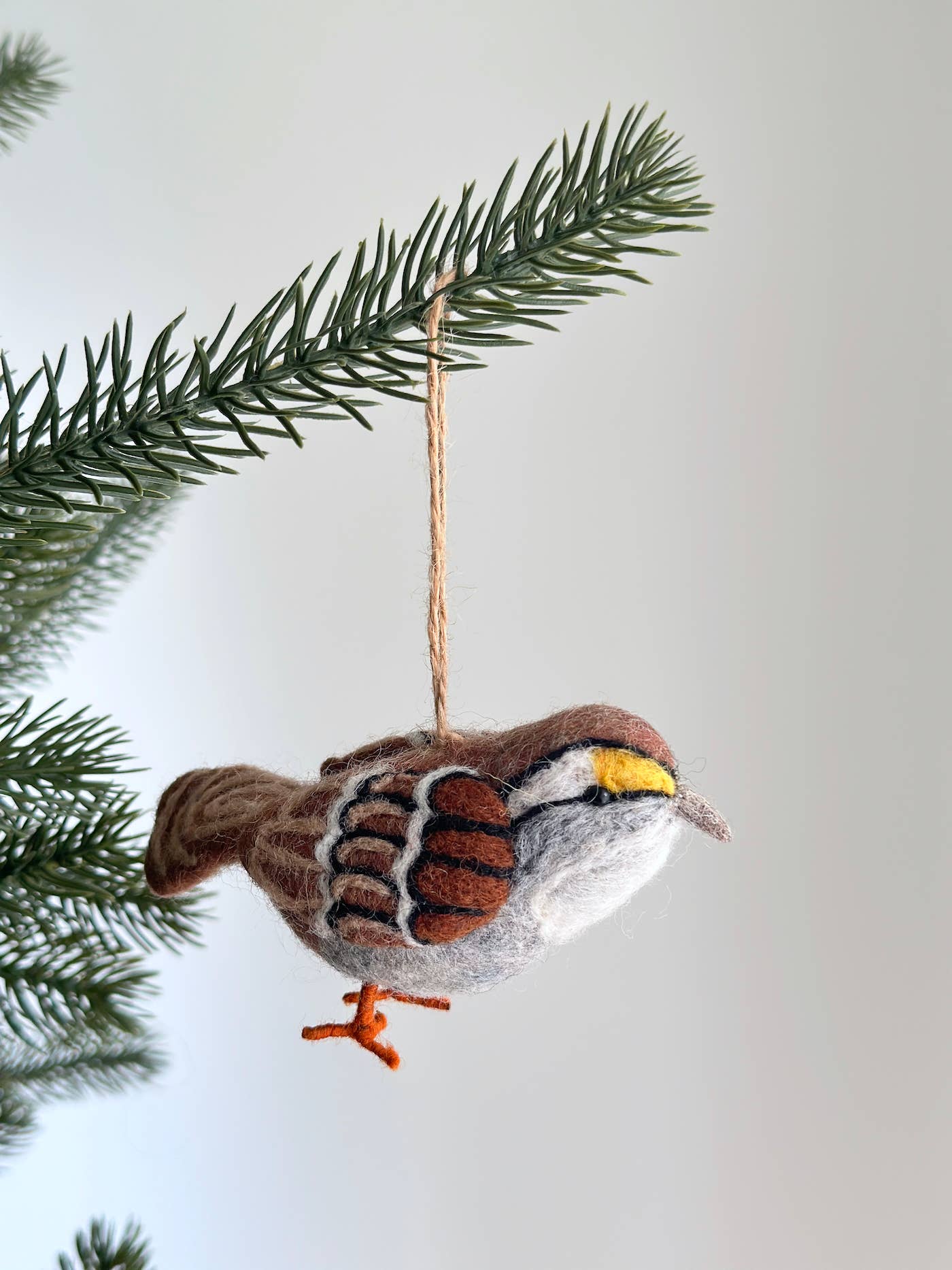 Felt White Throat Sparrow Bird Ornament