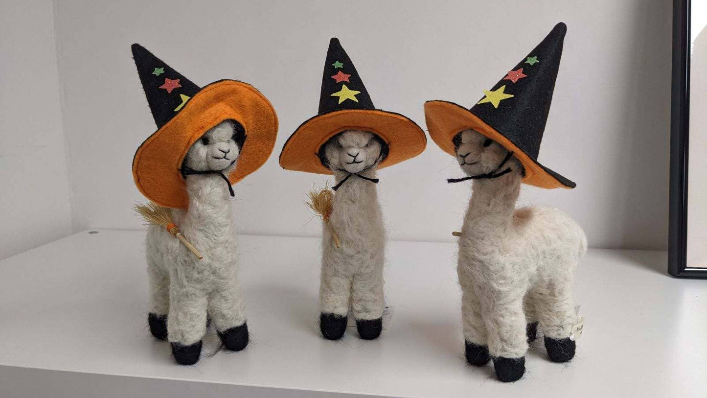 Witchy Alpaca- Artisan Hand-Felted Alpaca Sculpture