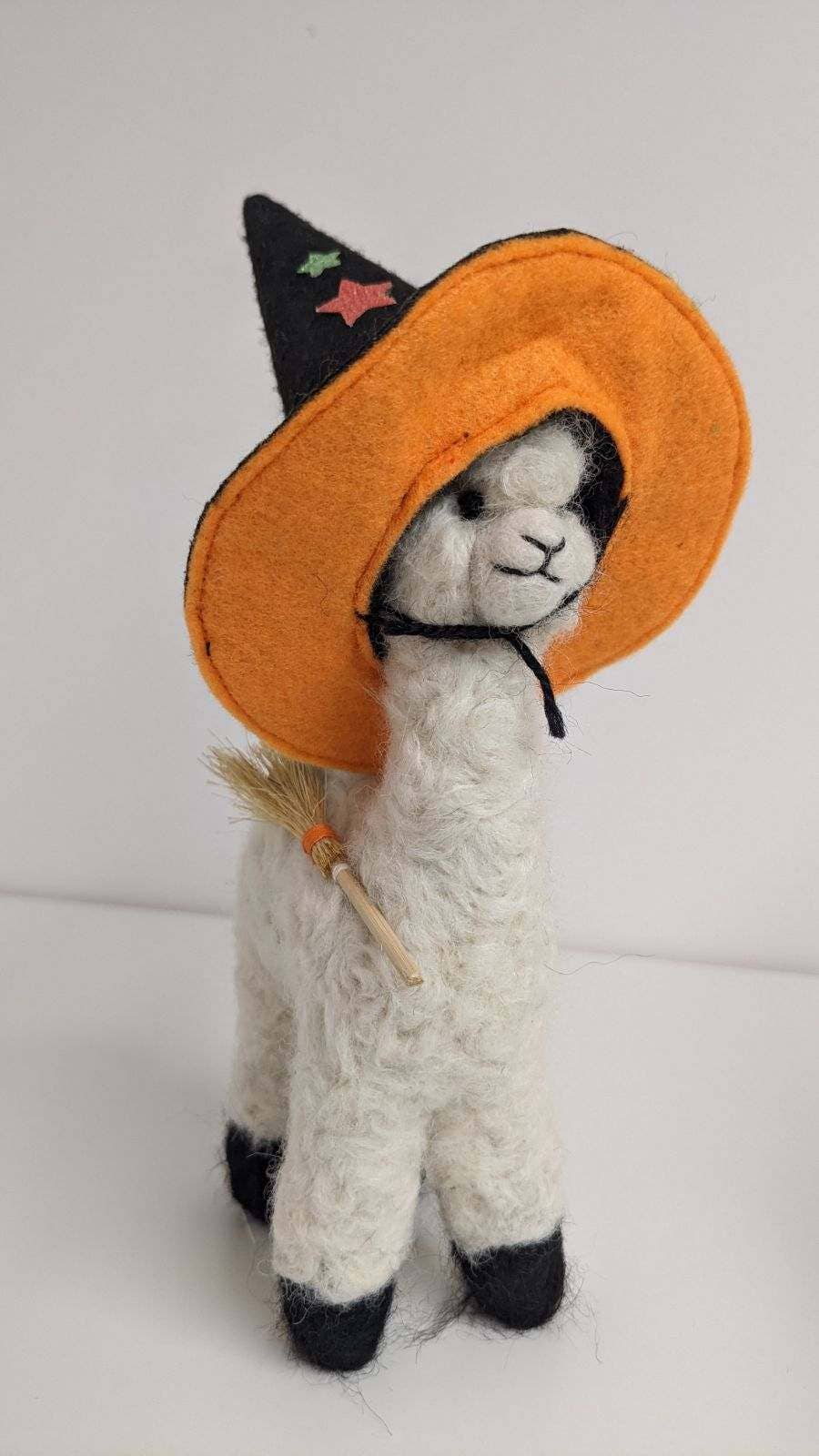 Witchy Alpaca- Artisan Hand-Felted Alpaca Sculpture