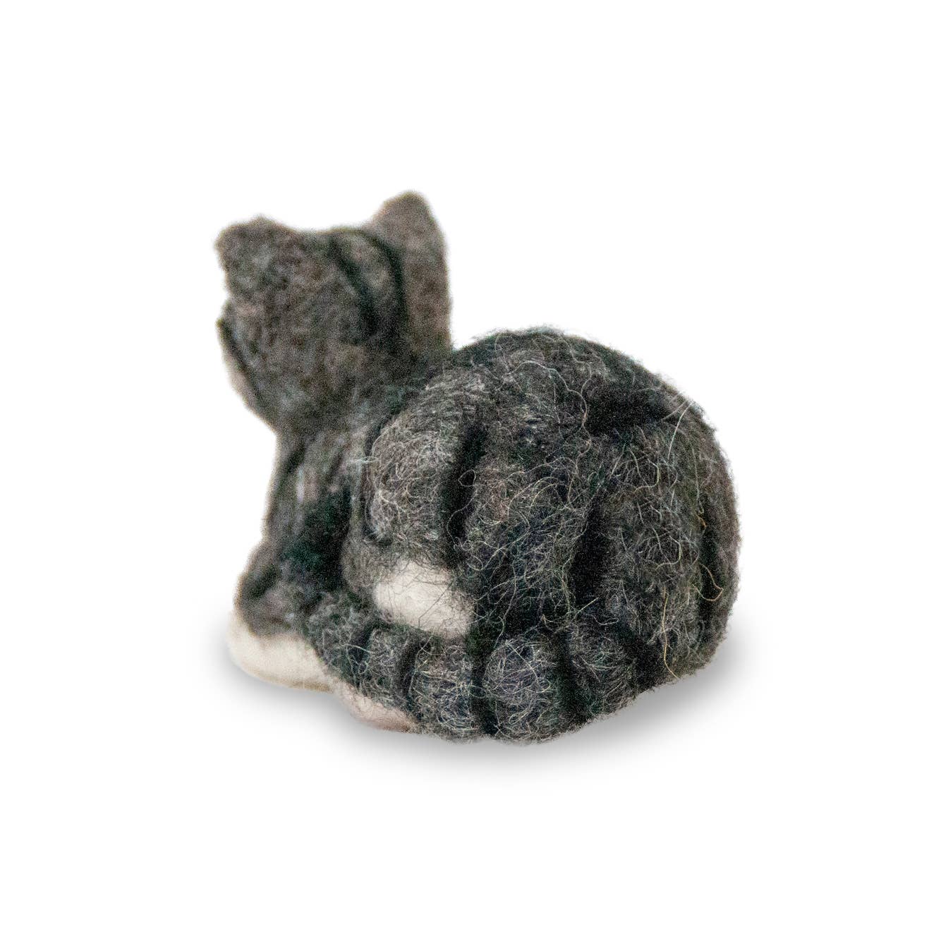 Silver Tabby Cat- Artisan Hand-Felted Alpaca Sculpture