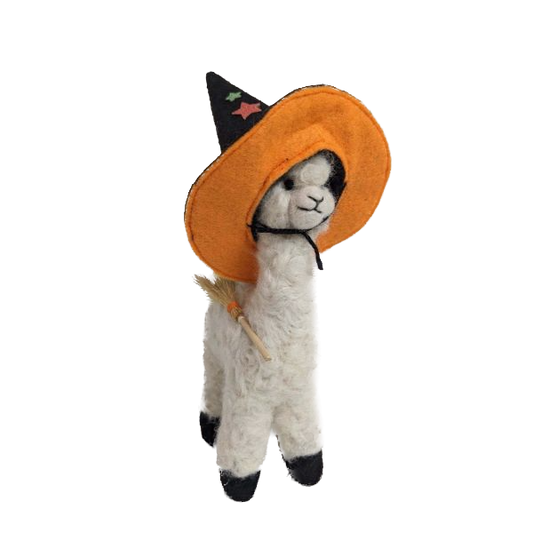 Witchy Alpaca- Artisan Hand-Felted Alpaca Sculpture