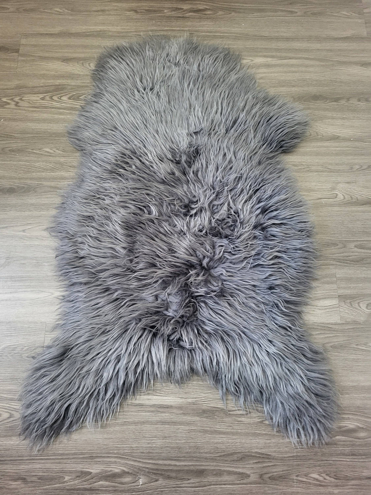 Gray Icelandic Sheepskin Rug With Soft Silky Long Wool #4