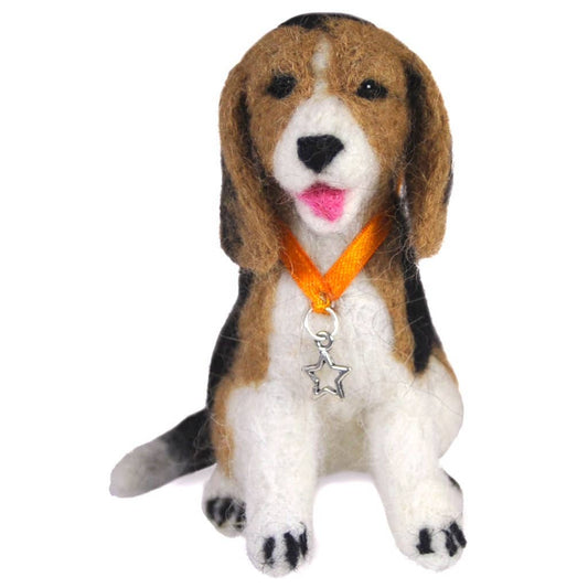 Charlie Beagle Dog - Artisan Hand-Felted Alpaca Sculpture
