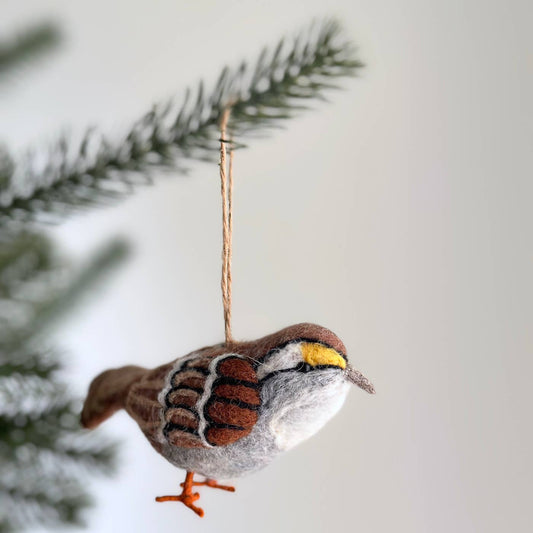 Felt White Throat Sparrow Bird Ornament