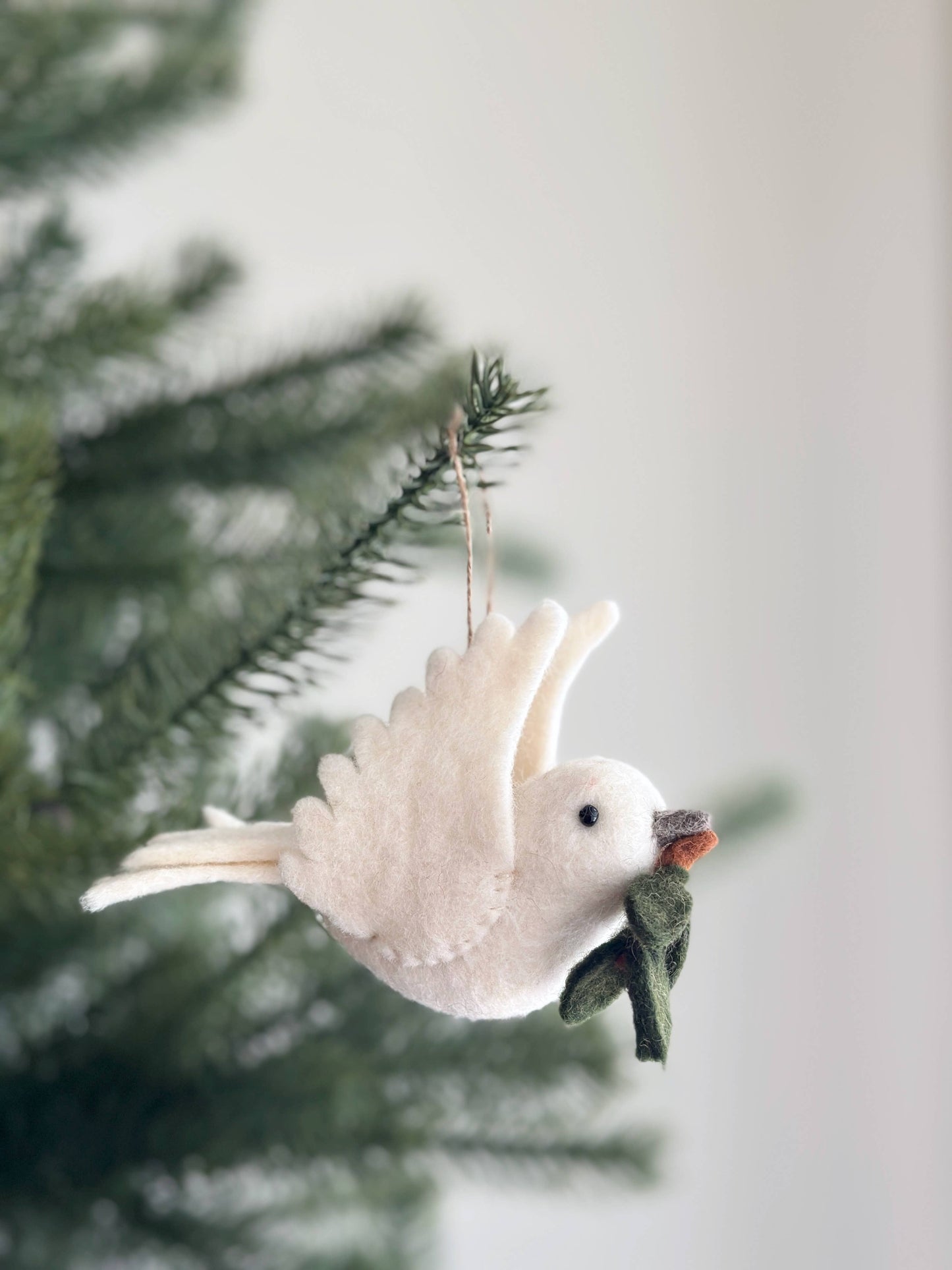 2025 Felt Dove With Olive Twig Ornament