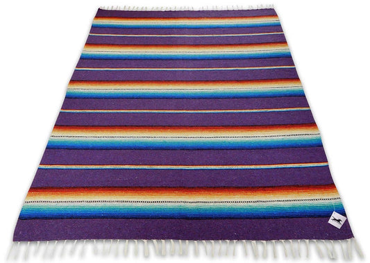Sarape Cotton Heavy Weave 58" x 78" Striped Purple Yoga Roll