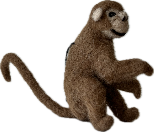 Brown Monkey - Artisan Hand-Felted Alpaca Sculpture