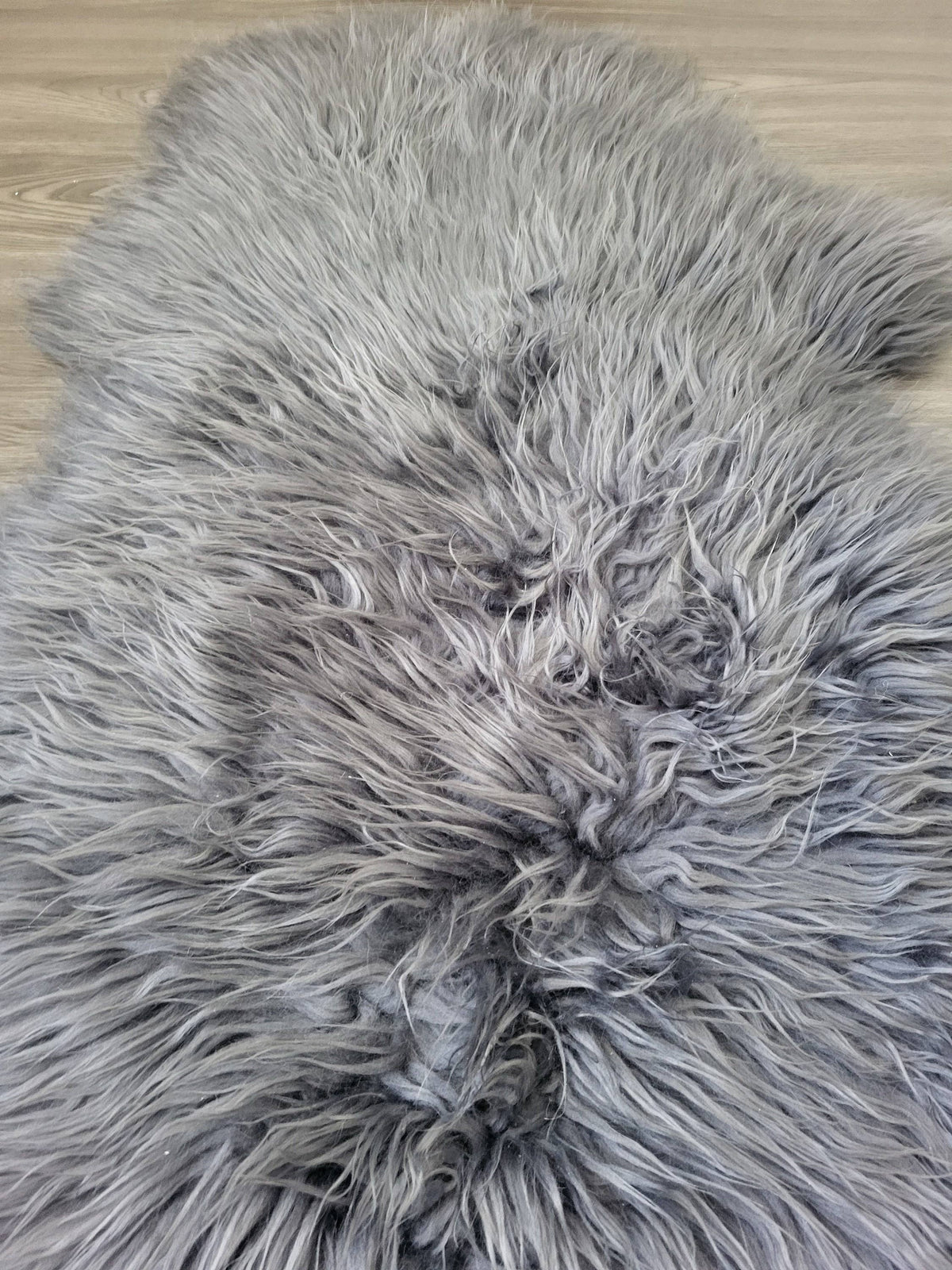 Gray Icelandic Sheepskin Rug With Soft Silky Long Wool #4
