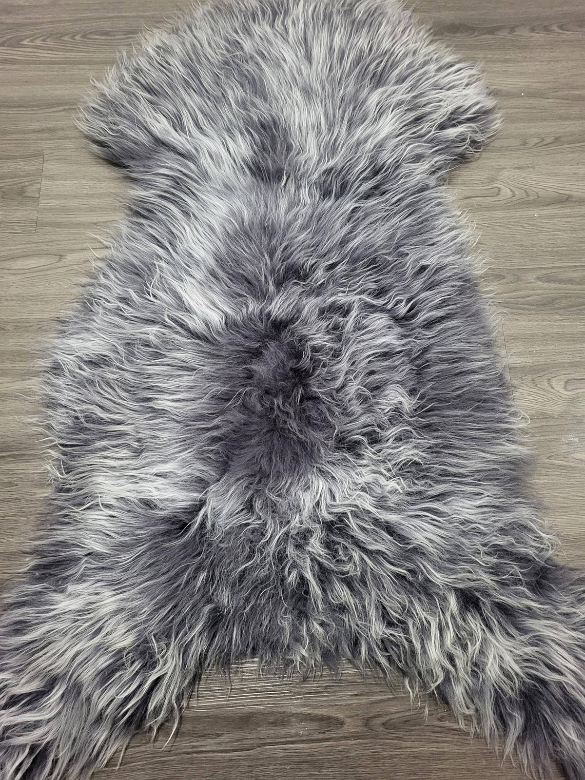 Gray Icelandic Sheepskin Rug With Soft Silky Long Wool #3