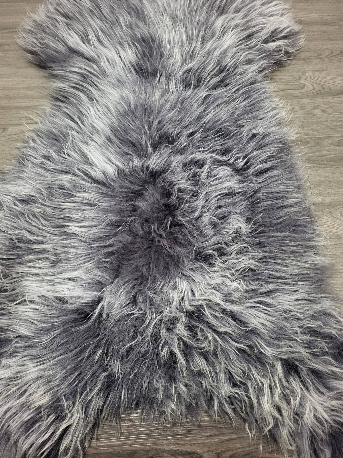 Gray Icelandic Sheepskin Rug With Soft Silky Long Wool #3