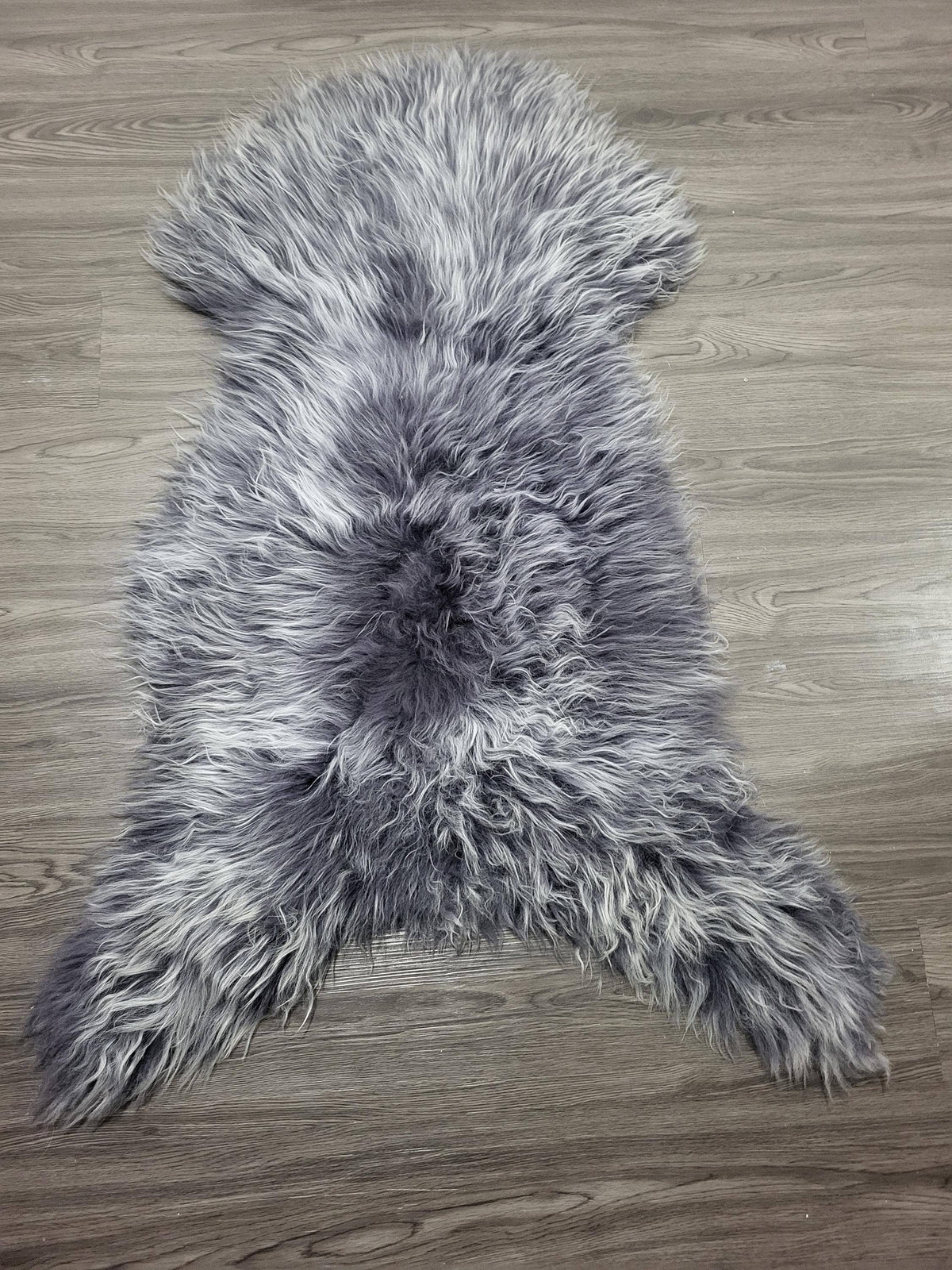 Gray Icelandic Sheepskin Rug With Soft Silky Long Wool #3