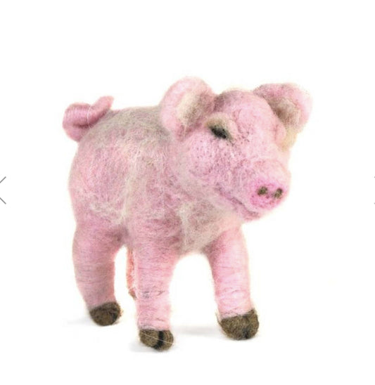 Piglet- Artisan Hand-Felted Alpaca Sculpture