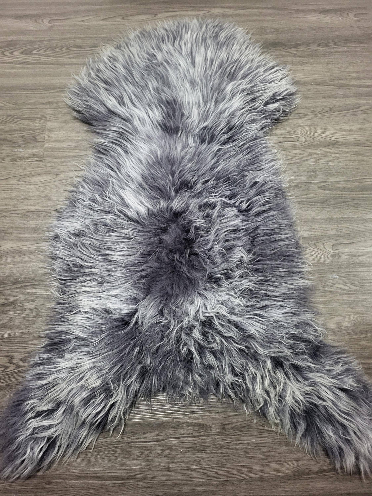Gray Icelandic Sheepskin Rug With Soft Silky Long Wool #3