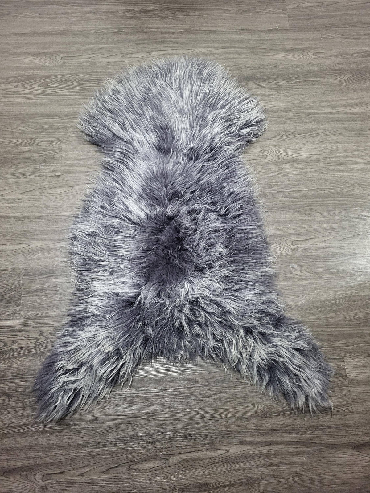Gray Icelandic Sheepskin Rug With Soft Silky Long Wool #3