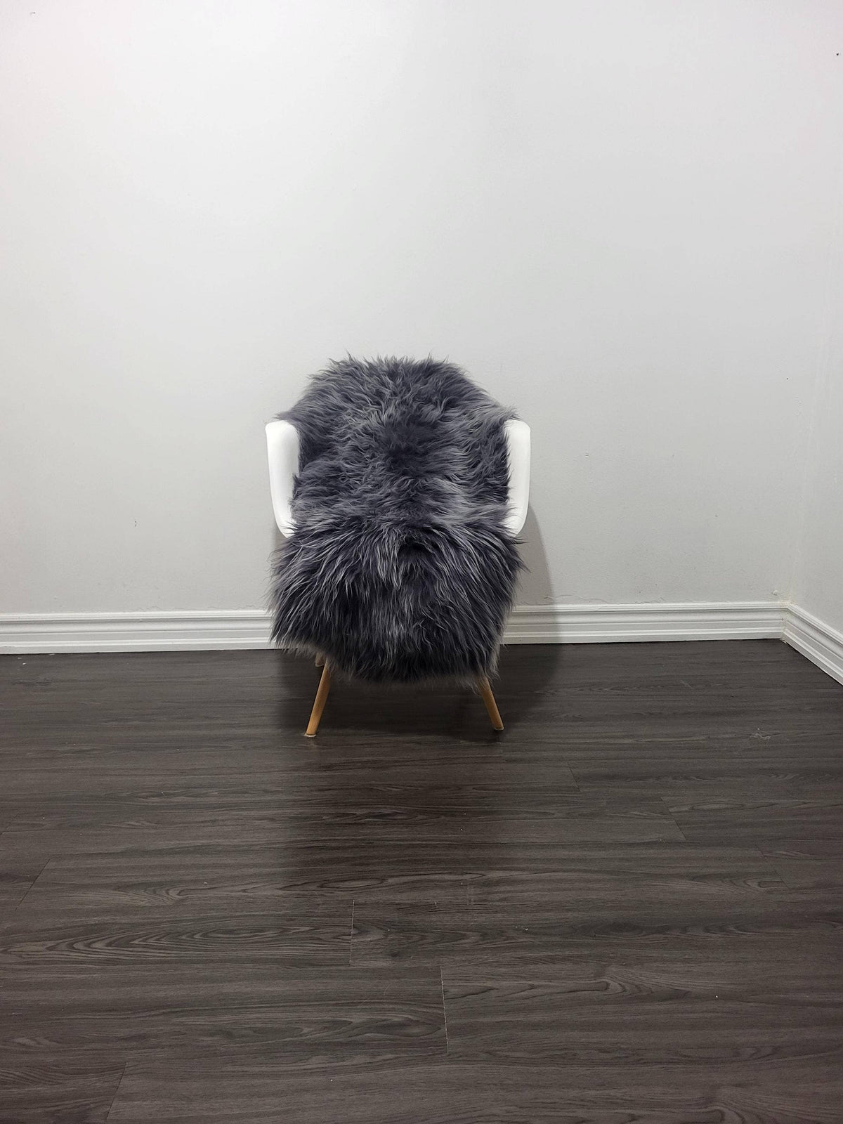 Gray Icelandic Sheepskin Rug With Soft Silky Long Wool #3