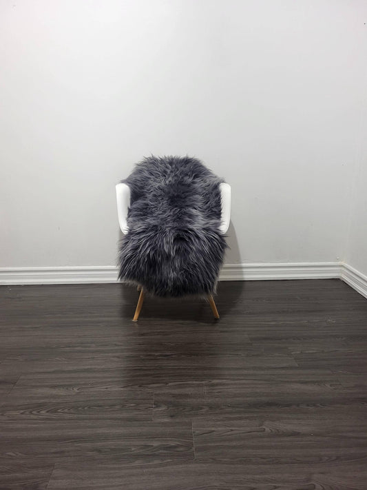 Gray Icelandic Sheepskin Rug With Soft Silky Long Wool #3