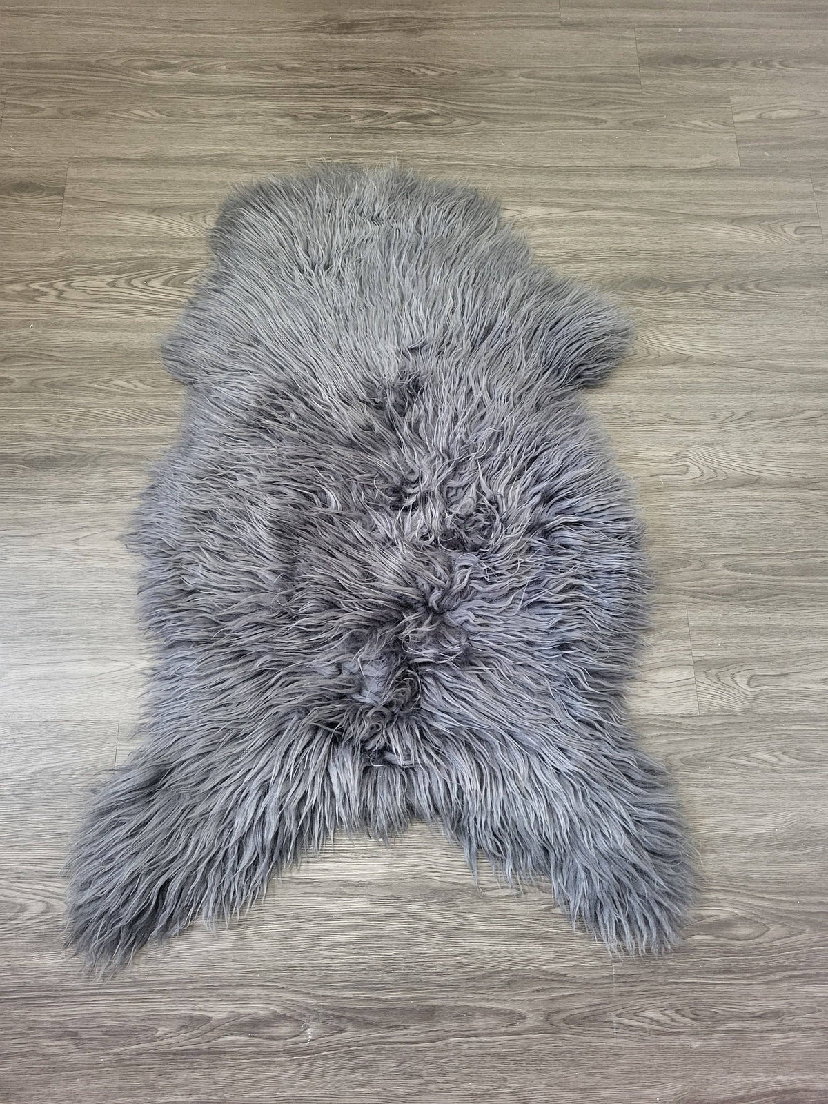 Gray Icelandic Sheepskin Rug With Soft Silky Long Wool #4