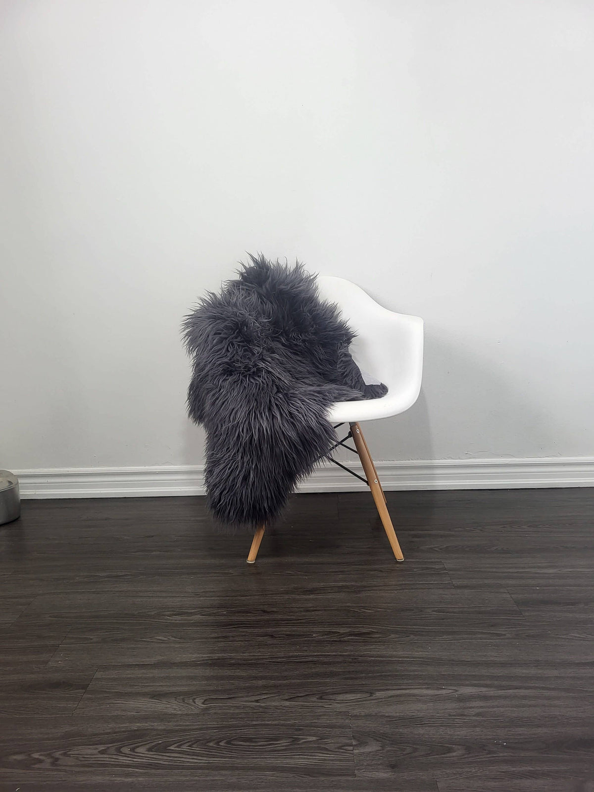 Gray Icelandic Sheepskin Rug With Soft Silky Long Wool #4