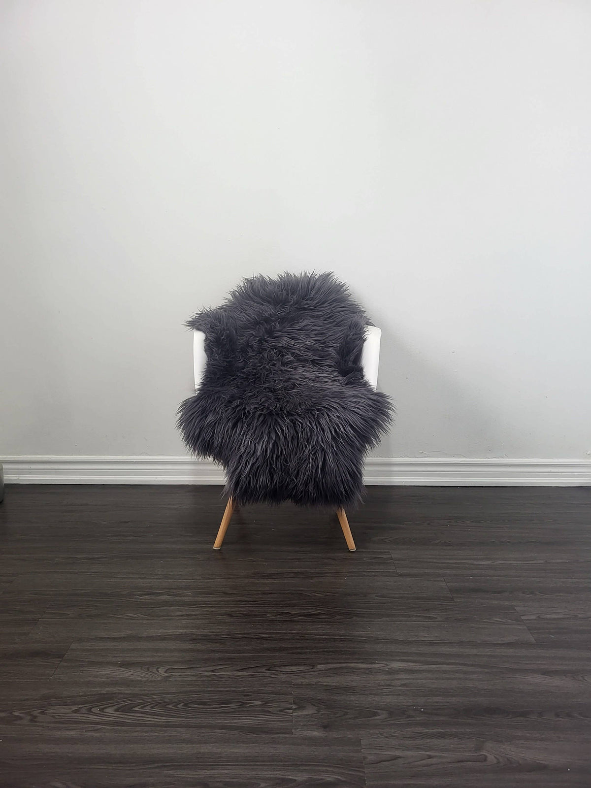 Gray Icelandic Sheepskin Rug With Soft Silky Long Wool #4
