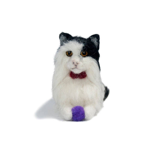 Tuxedo Cat - Artisan Hand-Felted Alpaca Sculpture