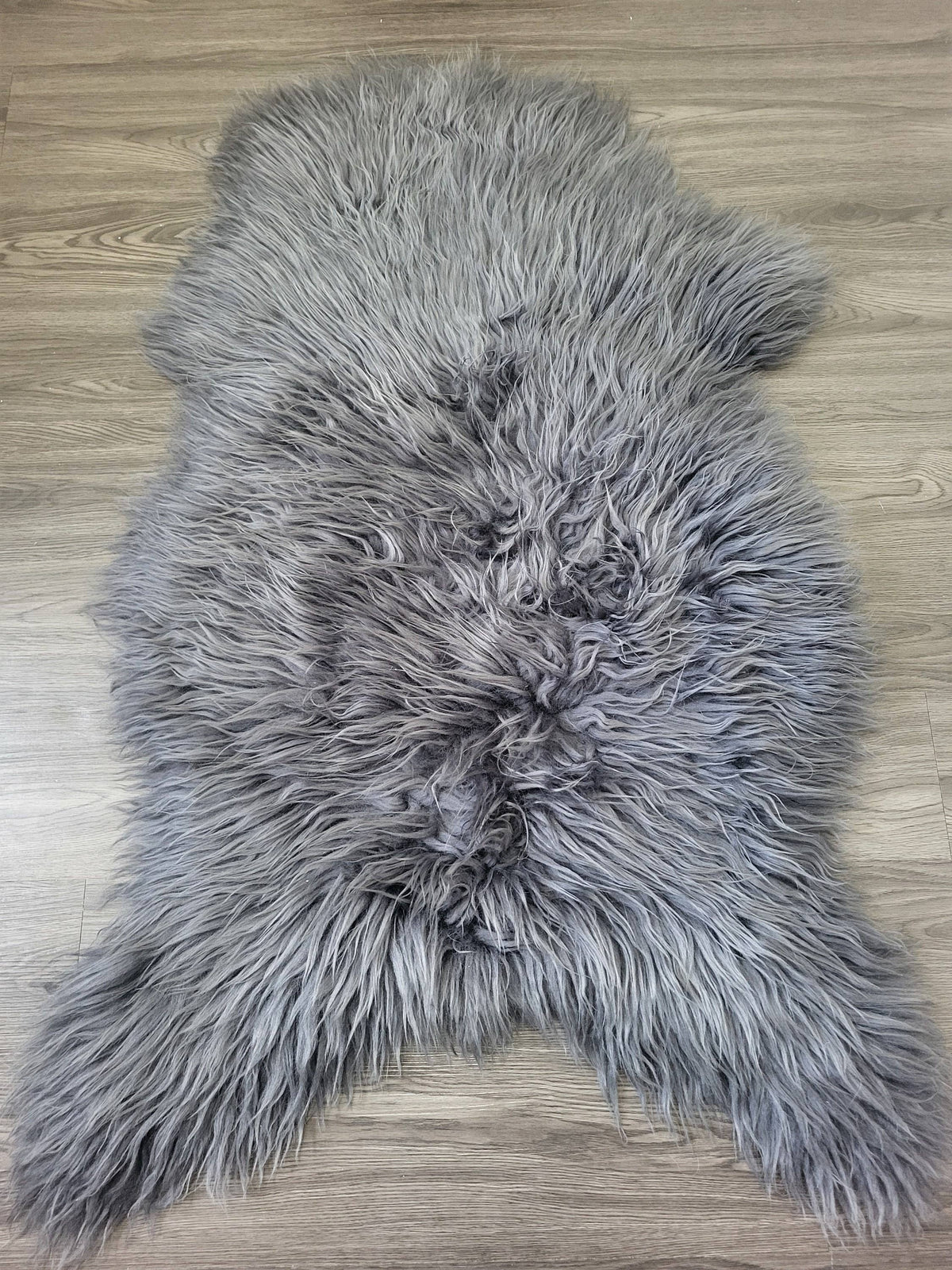Gray Icelandic Sheepskin Rug With Soft Silky Long Wool #4