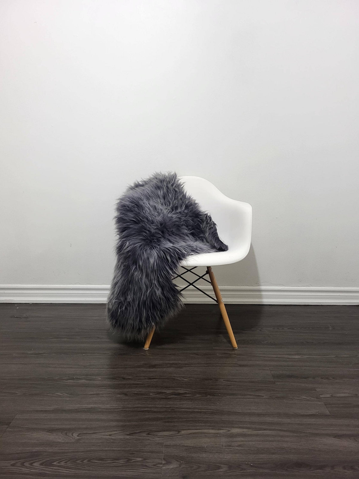 Gray Icelandic Sheepskin Rug With Soft Silky Long Wool #3