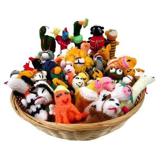 Finger Puppets Hand Knit Assortment Bag of 50 Animals