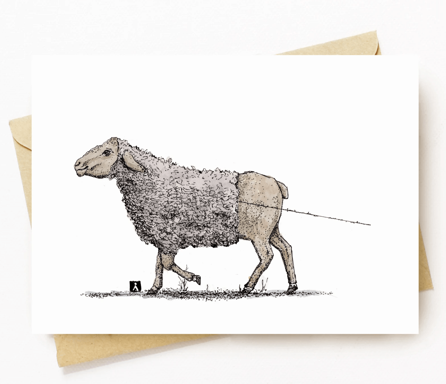 5x7 Inch Greeting Card Of Sheep Losing Her Wool