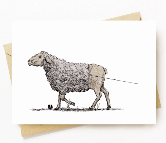 5x7 Inch Greeting Card Of Sheep Losing Her Wool