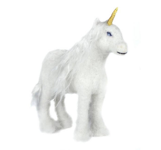 Unicorn- Artisan Hand-Felted Alpaca Sculpture