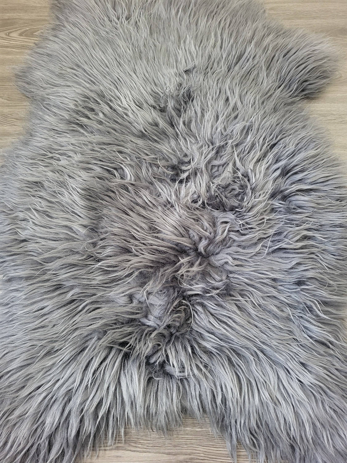 Gray Icelandic Sheepskin Rug With Soft Silky Long Wool #4