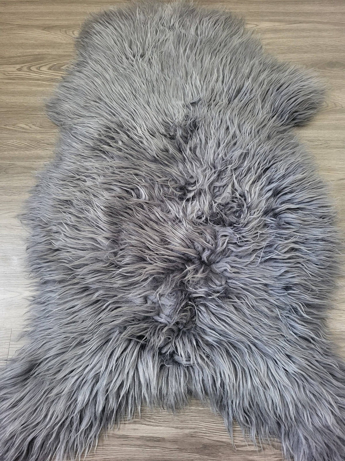 Gray Icelandic Sheepskin Rug With Soft Silky Long Wool #4