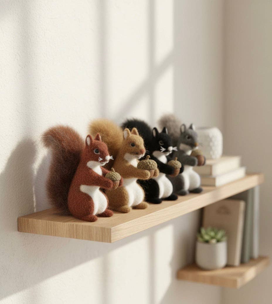 Summer Squirrel - Artisan Hand-Felted Alpaca Sculpture