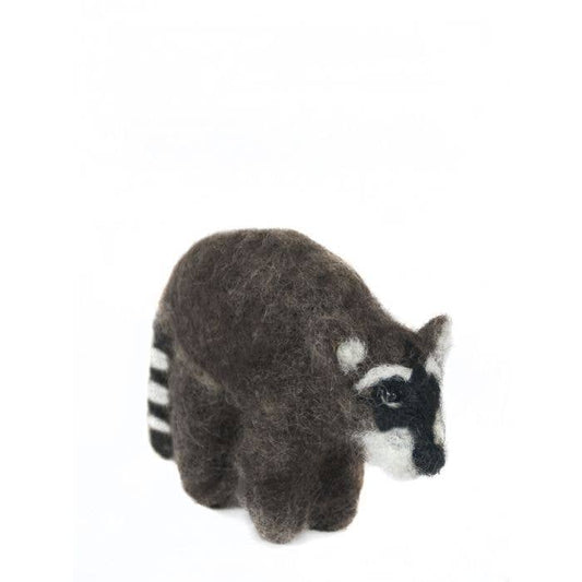 Raccoon- Artisan Hand-Felted Alpaca Sculpture